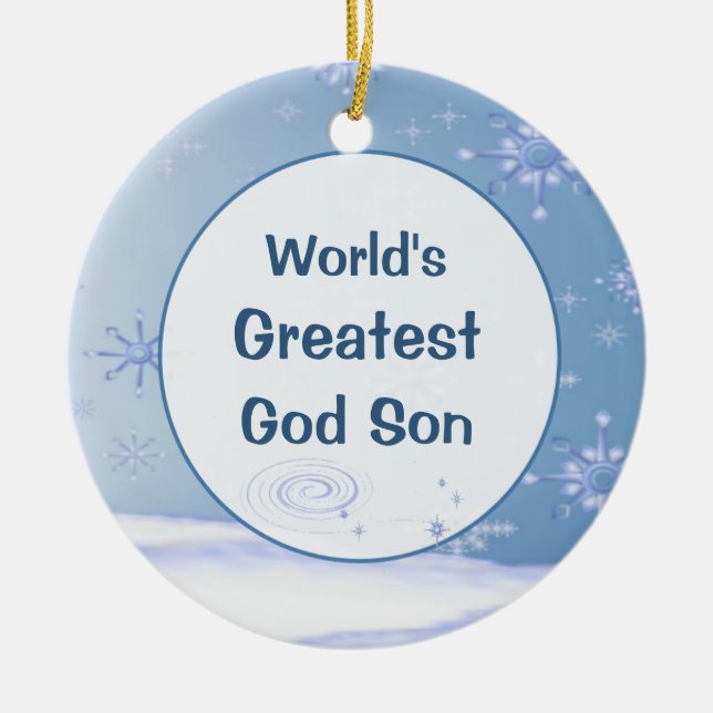 World's Greatest God Son Christmas Ornament (Front)