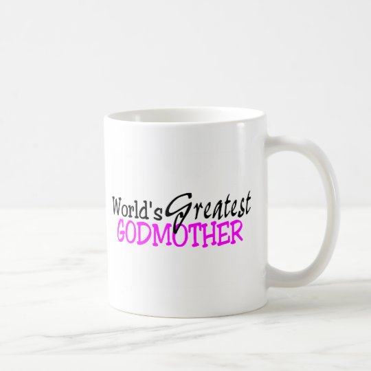 Worlds Greatest Godmother Pink Black Coffee Mug