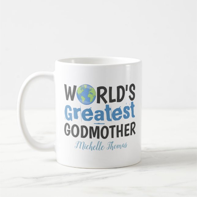 World's Greatest Godmother Planet Personalised Coffee Mug (Left)