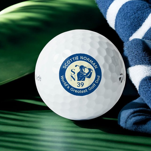 'World's Greatest Golf Dad' dark-blue logo Balls (Creator Uploaded)