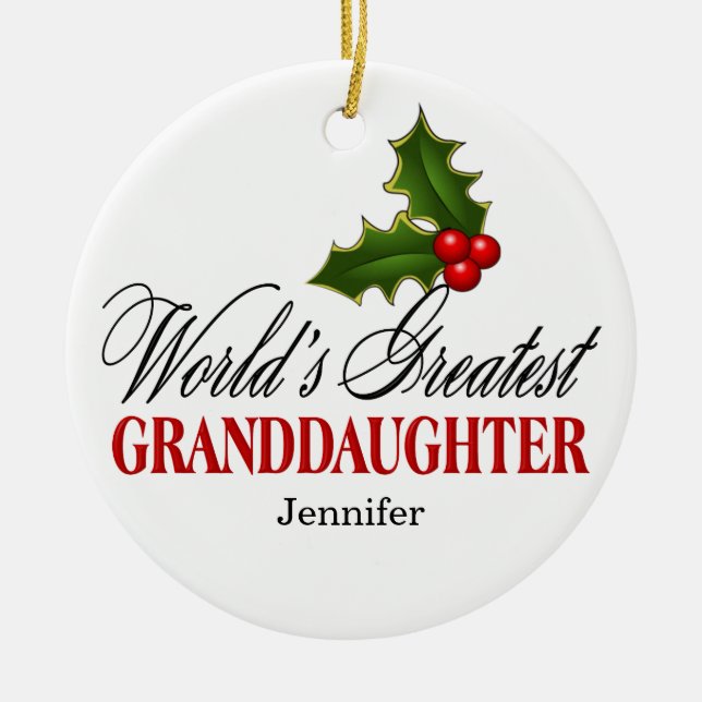 World's Greatest Granddaughter Ceramic Tree Decoration (Front)