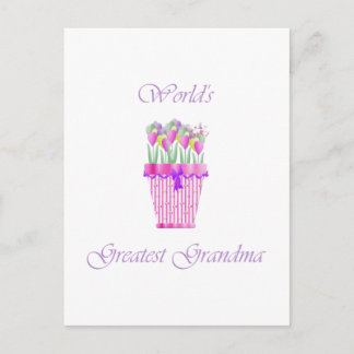 world's greatest grandma (pink flowers) postcard