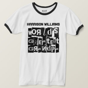 World's Greatest Grandpa Cool Modern Black Text T-Shirt
