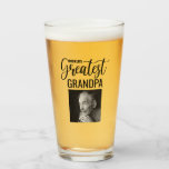 Worlds Greatest Grandpa Glass<br><div class="desc">Worlds greatest Grandpa photo beer glass gift,  all grandfathers will love! This stylish beer glass,  a photo with the text 'WORLDS GREATEST' and GRANDPA (can be changed to any relative) bold font,  will make the perfect gift for any occassion,  birthdays,  fathers day,  christmas and valentines day.</div>