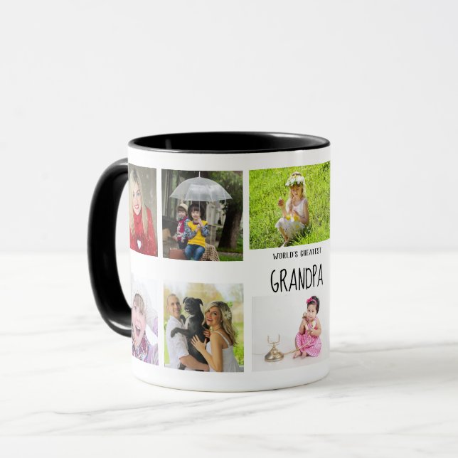 Worlds Greatest Grandpa Grandkids Photo Collage Mug (Front Left)