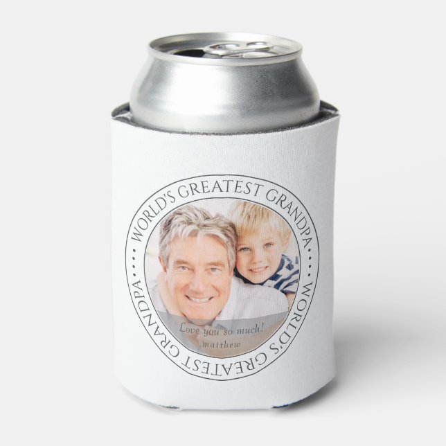 World's Greatest Grandpa Modern Classic Photo Can Cooler (Can Front)