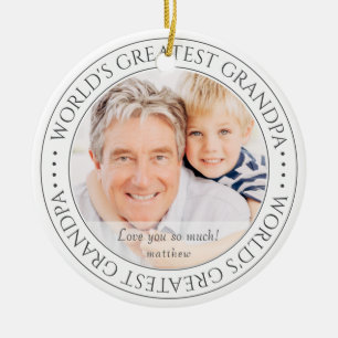 World's Greatest Grandpa Modern Classic Photo Ceramic Tree Decoration