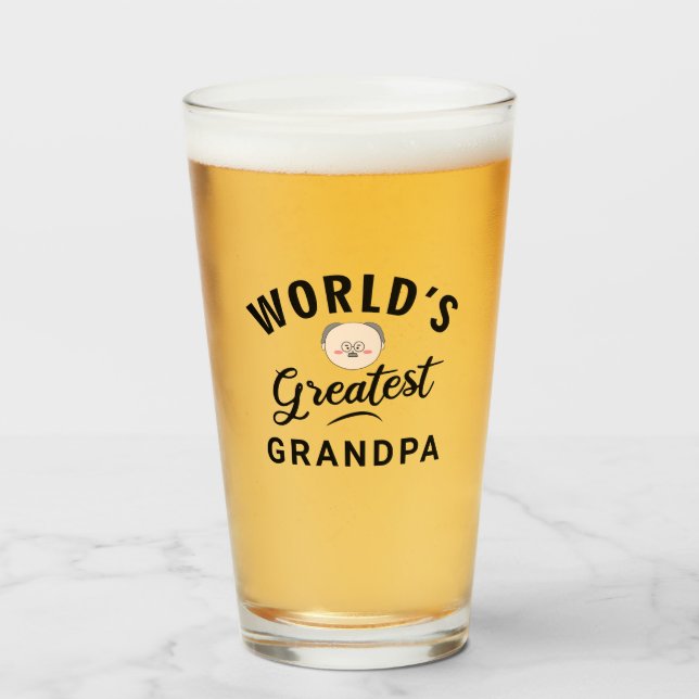 World's Greatest Grandpa Typography Funny Cute  Glass (Front Filled)