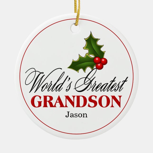 World's Greatest Grandson Ceramic Tree Decoration (Front)
