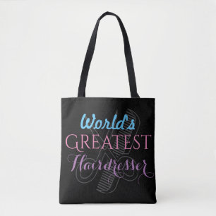 World's Greatest Hairdresser Name Customise Black Tote Bag