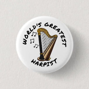 World's Greatest Harpist, Harp Player Funny 3 Cm Round Badge