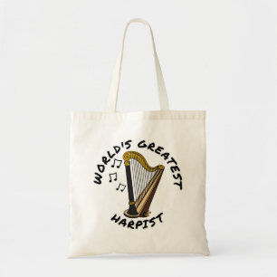 World's Greatest Harpist, Harp Player Funny Tote Bag