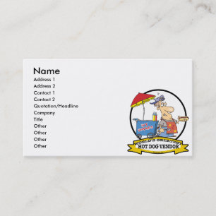 WORLDS GREATEST HOT DOG VENDOR MEN CARTOON BUSINESS CARD