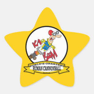 WORLDS GREATEST HUMAN CANNONBALL MEN CARTOON STAR STICKER