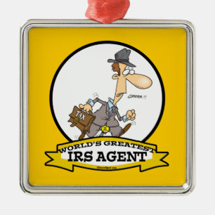WORLDS GREATEST IRS AGENT CARTOON METAL TREE DECORATION
