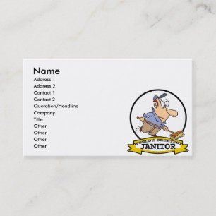 WORLDS GREATEST JANITOR II CARTOON BUSINESS CARD