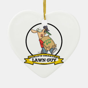 WORLDS GREATEST LAWN GUY MEN CARTOON CERAMIC TREE DECORATION