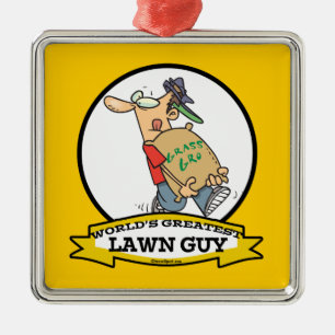 WORLDS GREATEST LAWN GUY MEN CARTOON METAL TREE DECORATION