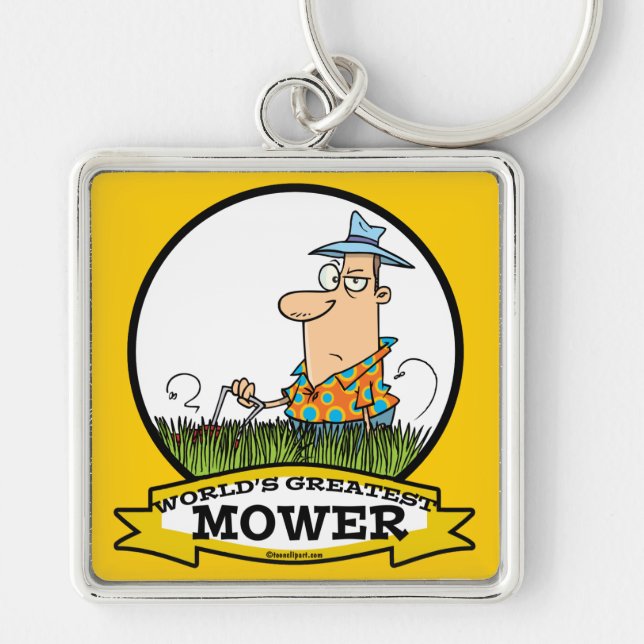 WORLDS GREATEST LAWN MOWER MEN CARTOON KEY RING (Front)