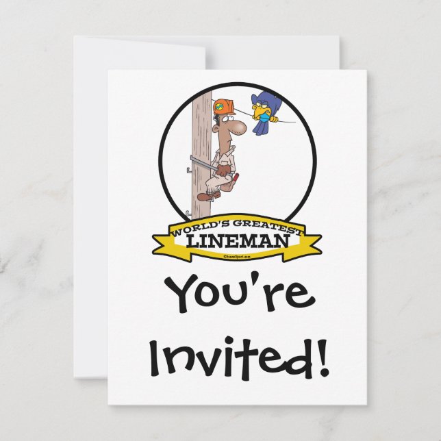 WORLDS GREATEST LINEMAN MEN CARTOON INVITATION (Front)