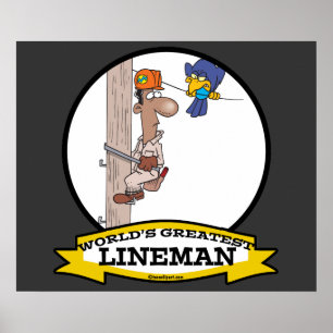 WORLDS GREATEST LINEMAN MEN CARTOON POSTER