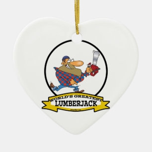 WORLDS GREATEST LUMBERJACK MEN CARTOON CERAMIC TREE DECORATION