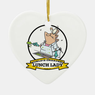 WORLDS GREATEST LUNCH LADY CARTOON CERAMIC TREE DECORATION
