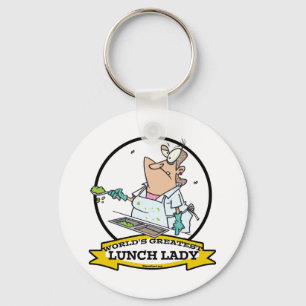 WORLDS GREATEST LUNCH LADY CARTOON KEY RING