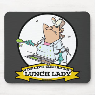 WORLDS GREATEST LUNCH LADY CARTOON MOUSE MAT