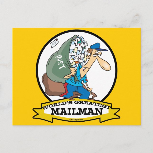 WORLDS GREATEST MAILMAN MEN CARTOON POSTCARD (Front)