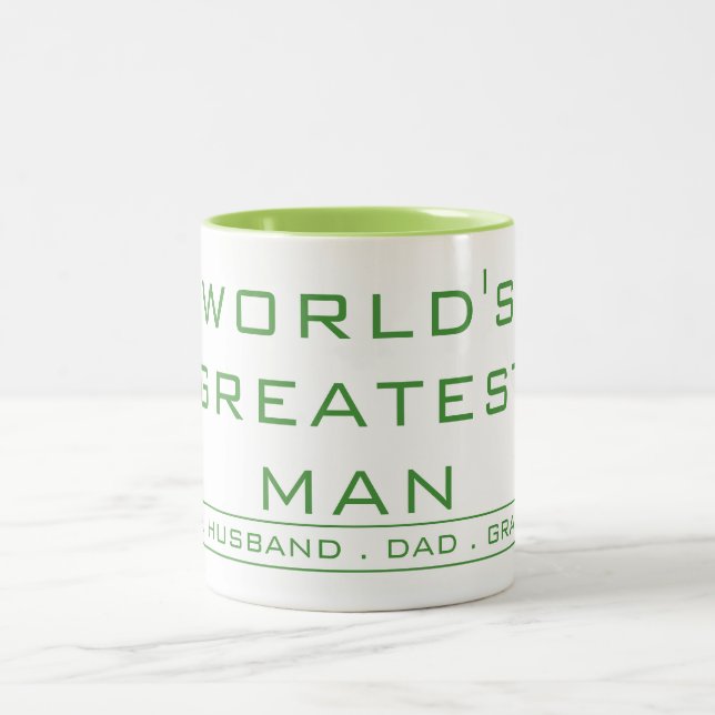 World's Greatest Man - Son, Husband, Dad, Grandpa Two-Tone Coffee Mug (Center)