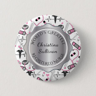 World's Greatest Medical Nurse   Doctor Name 6 Cm Round Badge