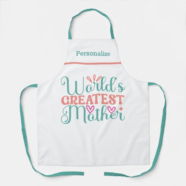 World's Greatest Mother Gift for Mum Kitchen Apron (Front)