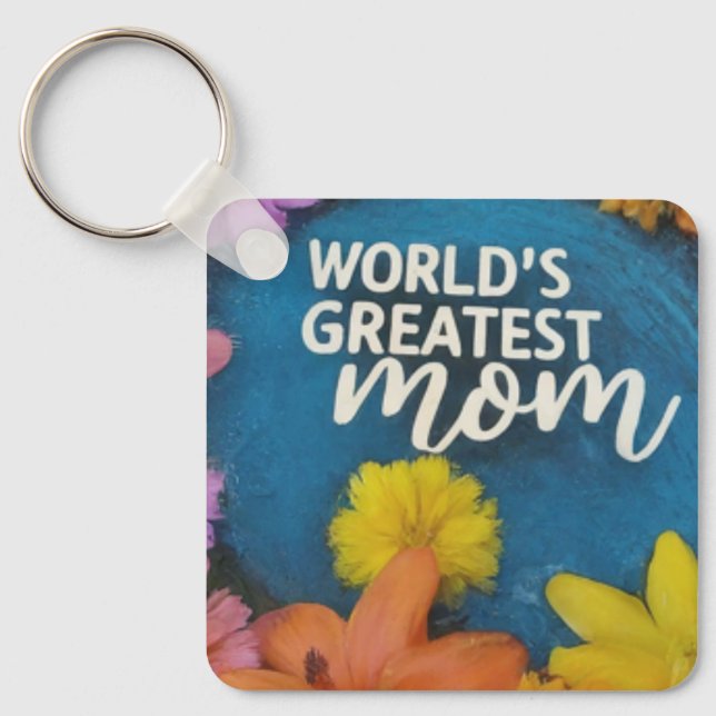 World's Greatest Mum Aluminium Square Keychain (Front)