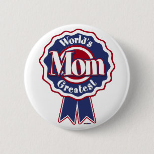 Worlds Greatest Mum Blue Ribbon 6 Cm Round Badge