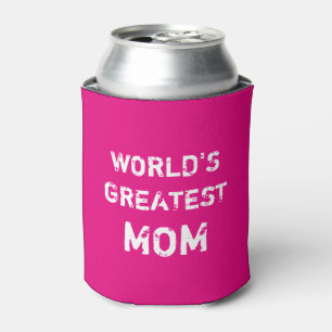 World's Greatest Mum can cooler in neon pink