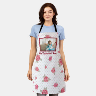 World's Greatest Mum Floral Photo Adult Apron