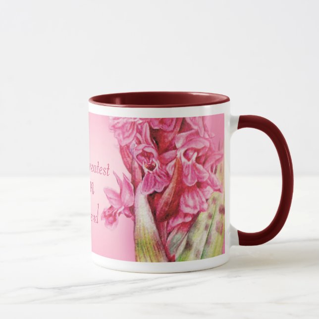 World's Greatest Mum & friend pink orchid art mug (Right)