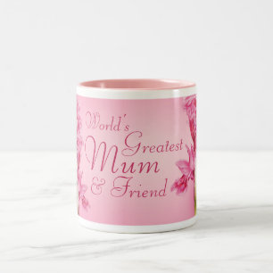 World's Greatest Mum & friend pink orchid mug