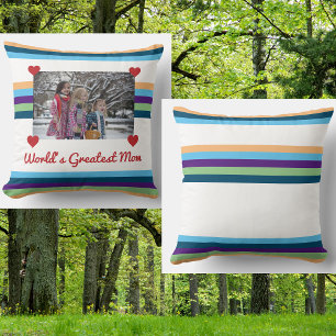World's Greatest Mum Love Photo Colour Bands Make Cushion