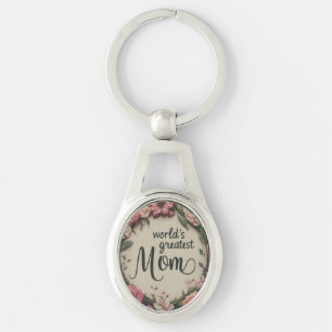World's Greatest Mum Metal Oval Keychain