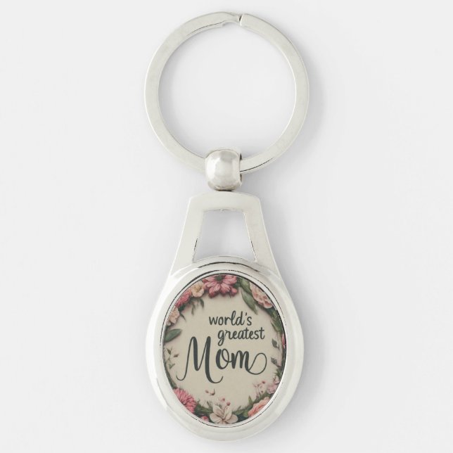 World's Greatest Mum Metal Oval Keychain (Front)