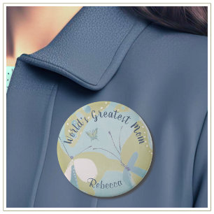 World's Greatest Mum Mixed Media Floral 7.5 Cm Round Badge