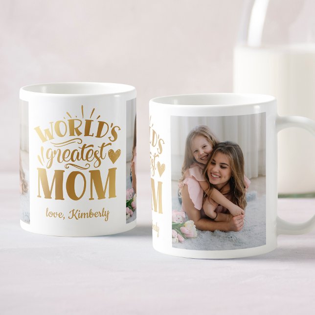 World's Greatest Mum Personalised Photo Collage Coffee Mug (A personalized photo collage mug for the best mom ever. She’ll love it.)