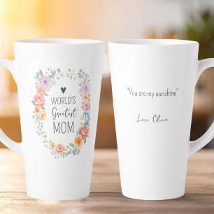 World's Greatest Mum Personalised Quote Floral Latte Mug