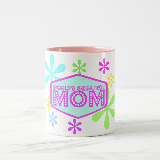World's Greatest Mum - Retro Two-Tone Coffee Mug (Center)