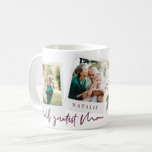 worlds greatest mum watercolor floral photo coffee mug