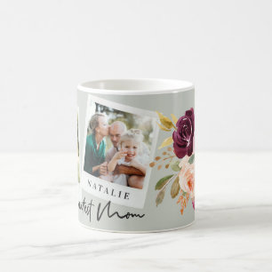 worlds greatest mum watercolor floral photo coffee mug