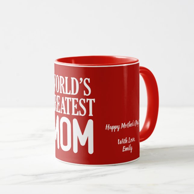 World's Greatest Mum White Typography Mug (Front Right)