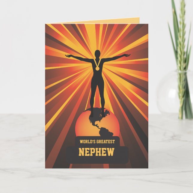 Worlds Greatest Nephew Golden Award Greeting Card (Front)